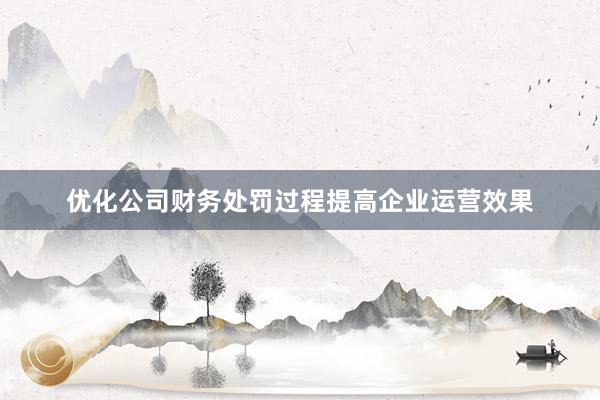 优化公司财务处罚过程提高企业运营效果