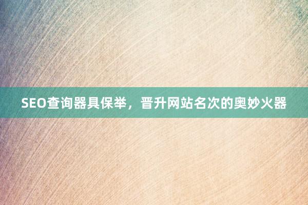 SEO查询器具保举，晋升网站名次的奥妙火器