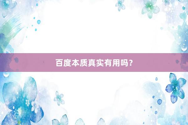 百度本质真实有用吗？