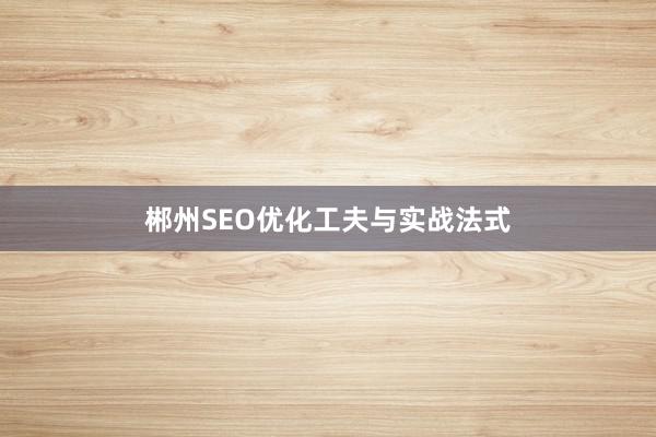 郴州SEO优化工夫与实战法式